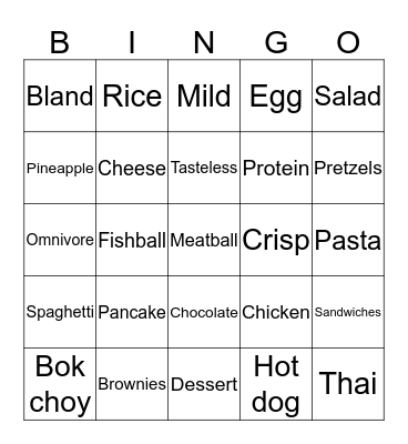 FOOD AND CUISINE Bingo Card