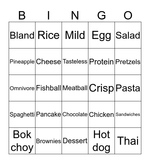 FOOD AND CUISINE Bingo Card