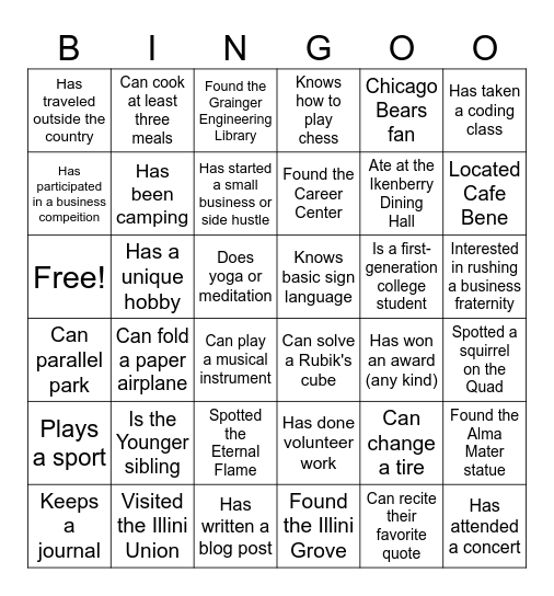Icebreaker Bingo Card