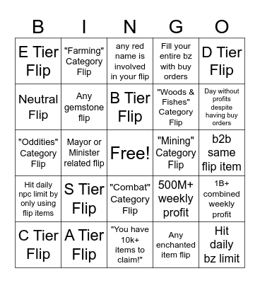 Flip Bingo Card