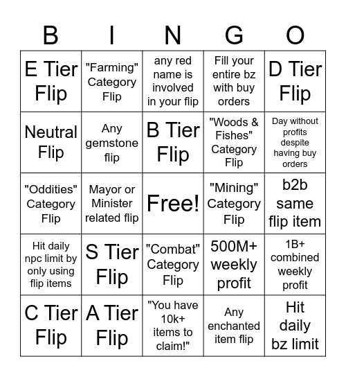 Flip Bingo Card