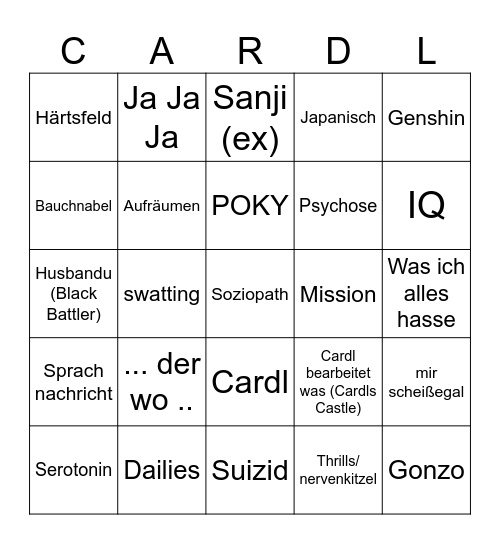 Kopfnuss Cardl bingo Card