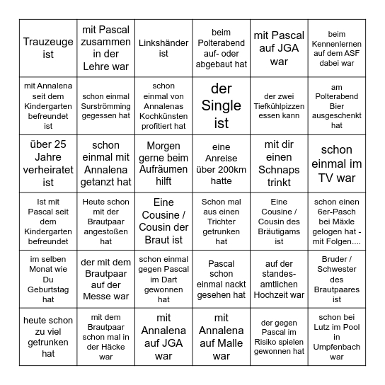 Finde wen, der..... Bingo Card