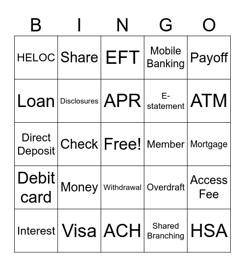 Via Credit Union Bingo Card