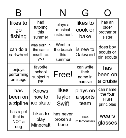 Find someone who... Bingo Card