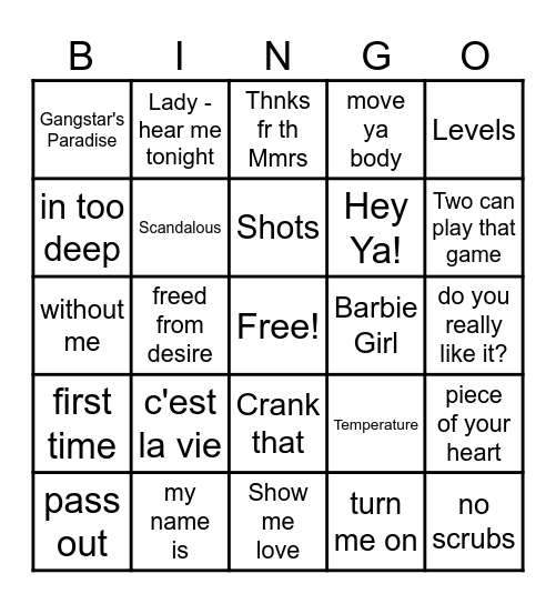 Kunger Bingo! Bingo Card