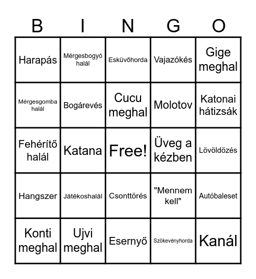 Zomboid bingo Card
