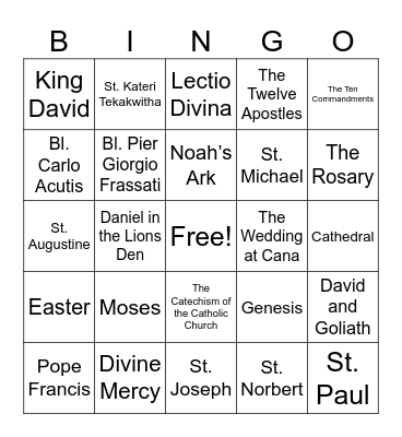 Christian Bingo Card