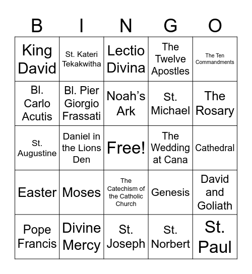 Christian Bingo Card