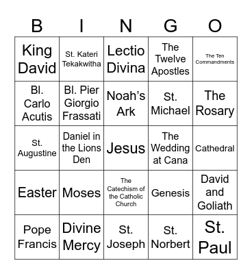 Christian Bingo Card