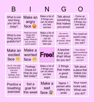 Social Emotional Bingo! Bingo Card