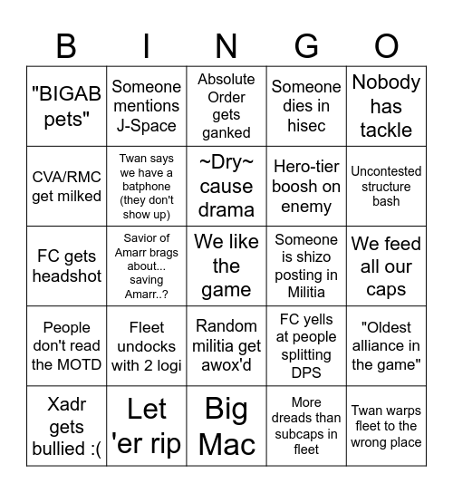 FL33T Bingo Card