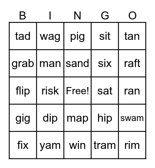 UFLI Lesson 35 & 36 Bingo Card