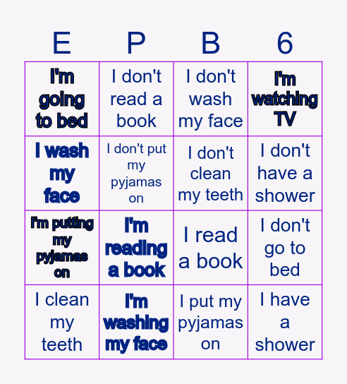 ROUTINES actions Bingo Card