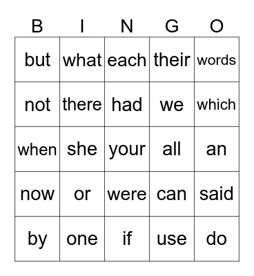 October Sight Words Bingo Card
