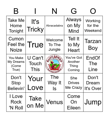 Easy 80's Bingo Card