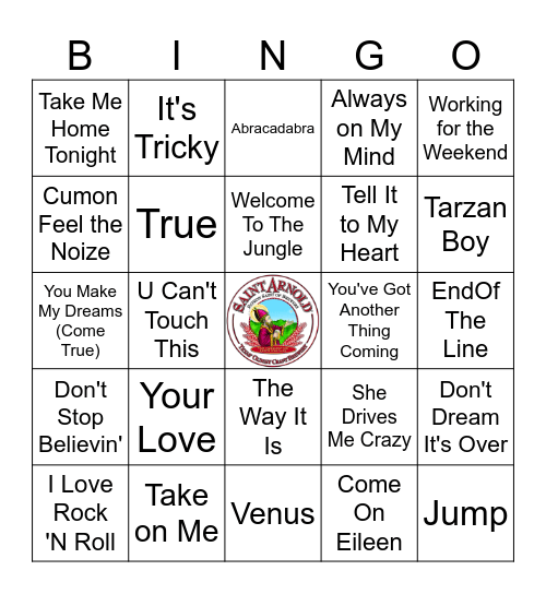 Easy 80's Bingo Card