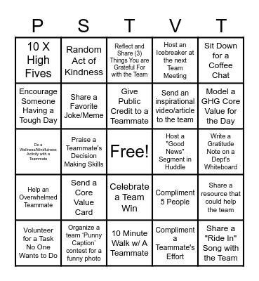 POSITIVITY CHALLENGE BINGO Card