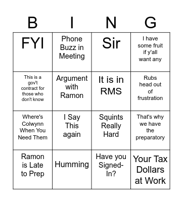 RAYMINGO Bingo Card