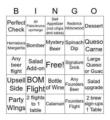 Server Bingo Card