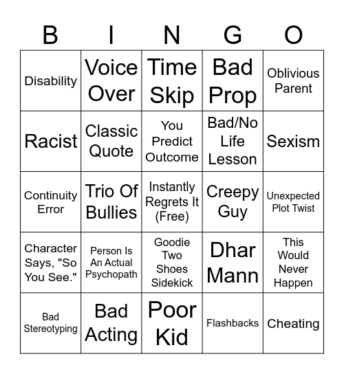 Dhar Mann Bingo Card