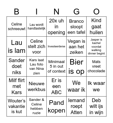 Sandifort borrel Bingo Card