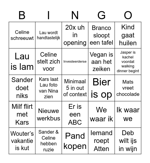 Sandifort borrel Bingo Card