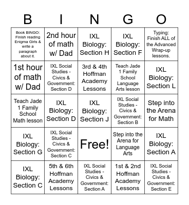 Ruby's Bingo September 1st 2024 Bingo Card