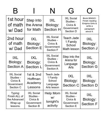 Ruby's BINGO September 1st 2024 Bingo Card