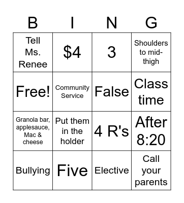 Handbook Bingo Card