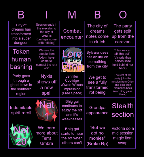 Beyond The Rift ep.8 Bingo Card