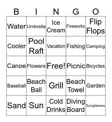 Summertime Bingo Card