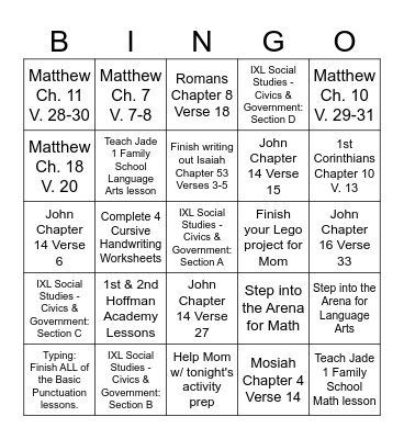 Nathan's BINGO September 1st, 2024 Bingo Card