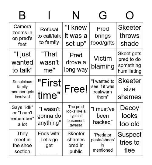 To Skeet a Bingo Card