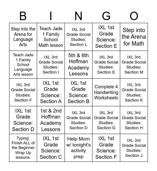 Malcolm's BINGO September 1st, 2024 Bingo Card