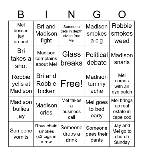 Vacay Bingo Card