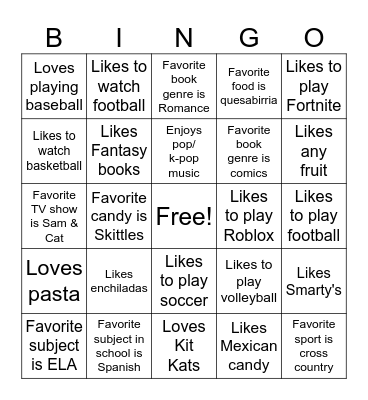 Wilson_4th Bingo Card
