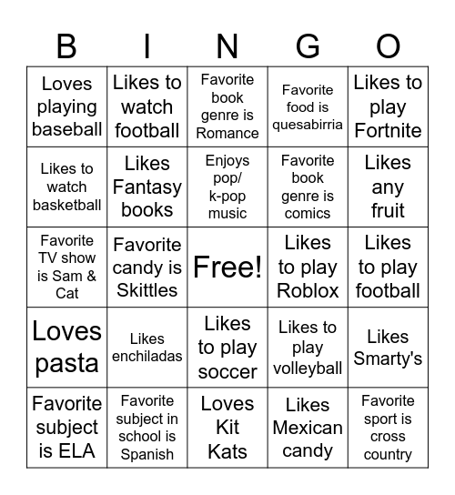 Wilson_4th Bingo Card