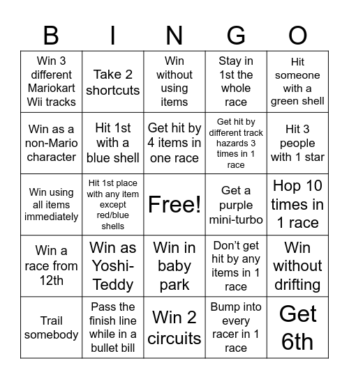 MK8DX Bingo Card