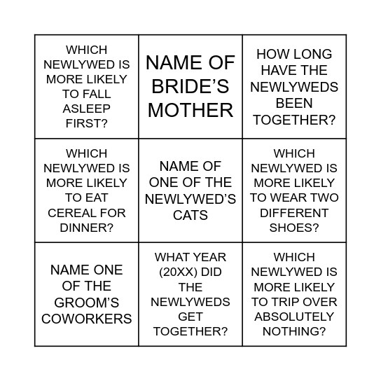 DANNY AND CHELS WEDDING LOTERIA Bingo Card