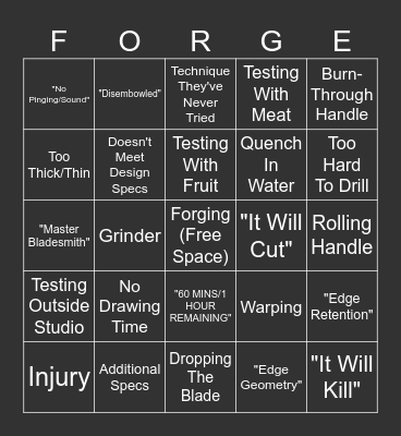 "Forged in Fire" Bingo (v3) Bingo Card