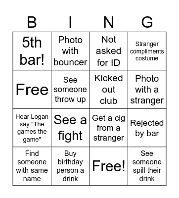 Hope's Birthday Bingo Card
