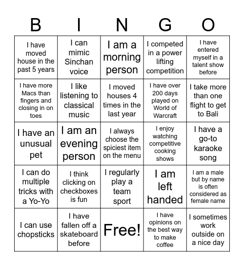 Bingo Card