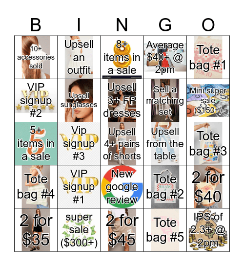 VIC 3 upselling bingo Card