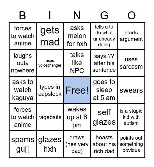 Dargon Bingo Card