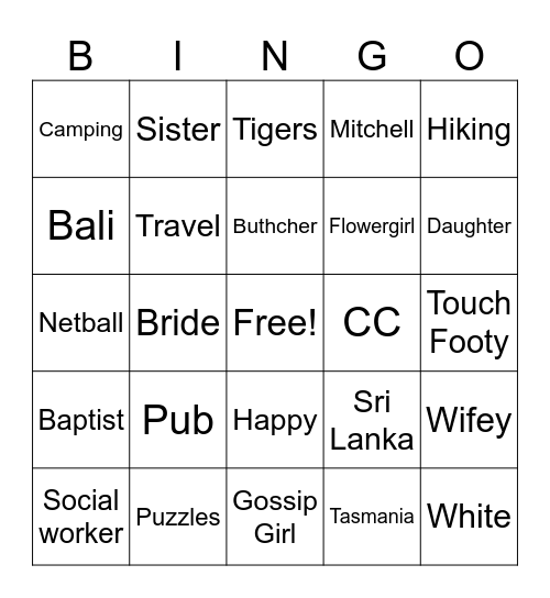 Genevieve Bingo Card