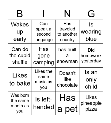 Club Rush Bingo Card