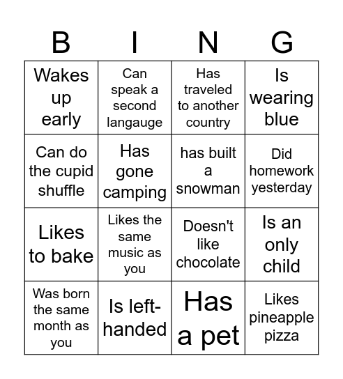 Club Rush Bingo Card