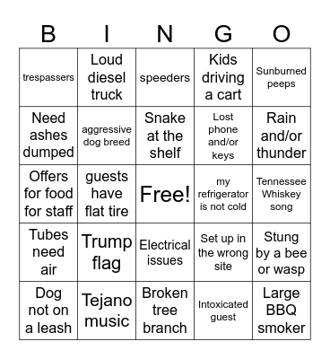 Camp Riverview BINGO 2024 Bingo Card