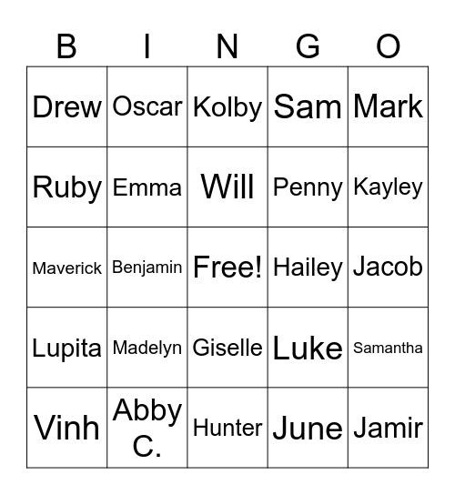 Mrs. DeGregorio's AMAZING class Bingo Card